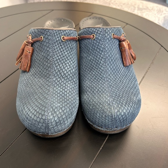 Dansko clogs, size 37, 7, Blue suede leather, brown tassel - Picture 2 of 4